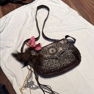 Marni Brown Studded Crossbody Bag